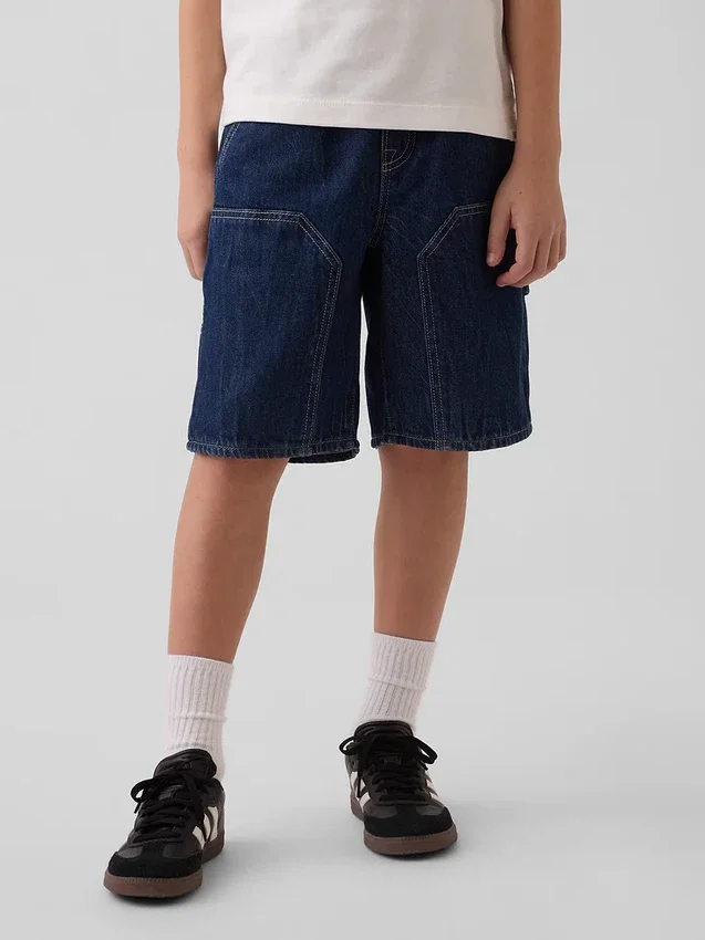 Kinderen '90s loszittende, comfortabele denim korte broeken voor carpenters