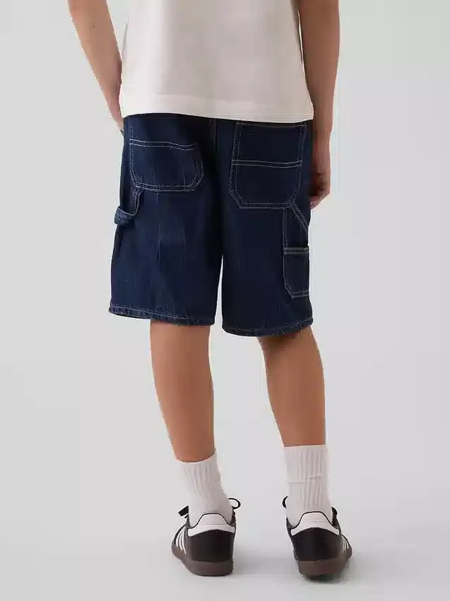 Kinderen '90s loszittende, comfortabele denim korte broeken voor carpenters