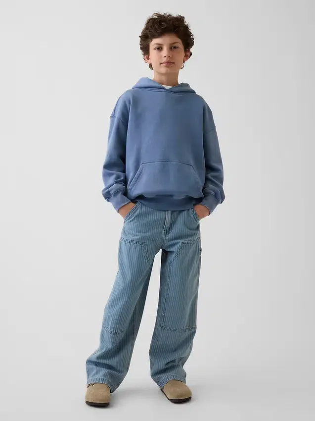 Kinderen Baggy gestreepte Carpenter-Jeans met dubbele knieën