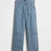 Kinderen Baggy gestreepte Carpenter-Jeans met dubbele knieën