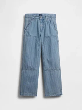 Kinderen Baggy gestreepte Carpenter-Jeans met dubbele knieën