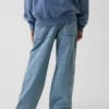 Kinderen Baggy gestreepte Carpenter-Jeans met dubbele knieën