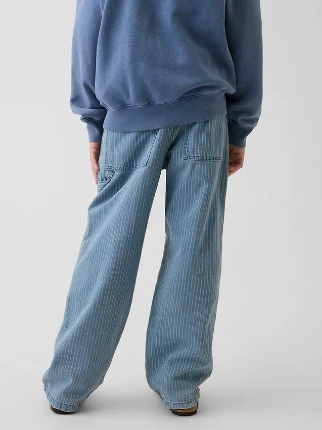 Kinderen Baggy gestreepte Carpenter-Jeans met dubbele knieën