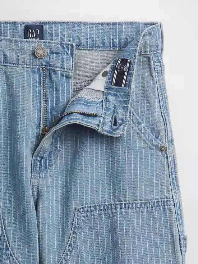 Kinderen Baggy gestreepte Carpenter-Jeans met dubbele knieën
