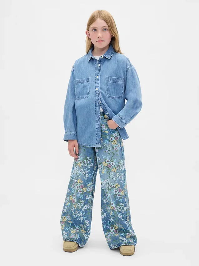 Kinderen: Baggy-Jeans met bloemenprint