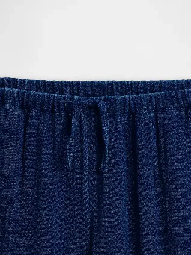 Kinderen: broek van katoenen gaas met relaxte, wijde pijpen