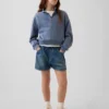 Kinderen: denim korte broeken met hoge taille en dolfin-pasvorm