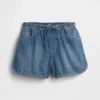 Kinderen: denim korte broeken met hoge taille en dolfin-pasvorm