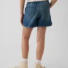 Kinderen: denim korte broeken met hoge taille en dolfin-pasvorm