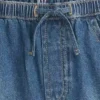 Kinderen: denim korte broeken met hoge taille en dolfin-pasvorm