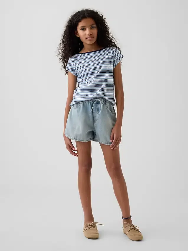 Kinderen: denim korte broeken met hoge taille, gemakkelijk aan te trekken