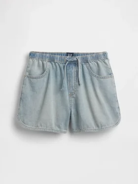 Kinderen: denim korte broeken met hoge taille, gemakkelijk aan te trekken