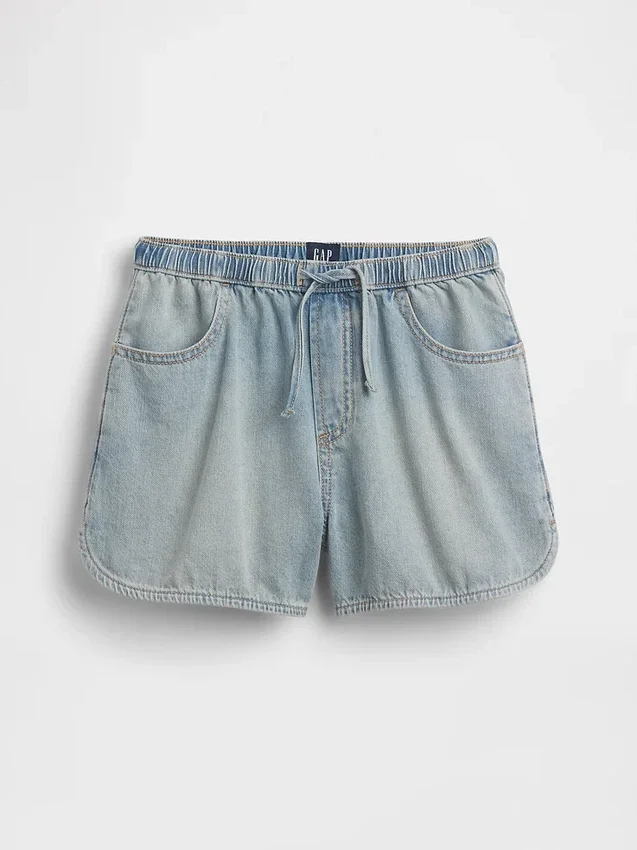 Kinderen: denim korte broeken met hoge taille, gemakkelijk aan te trekken