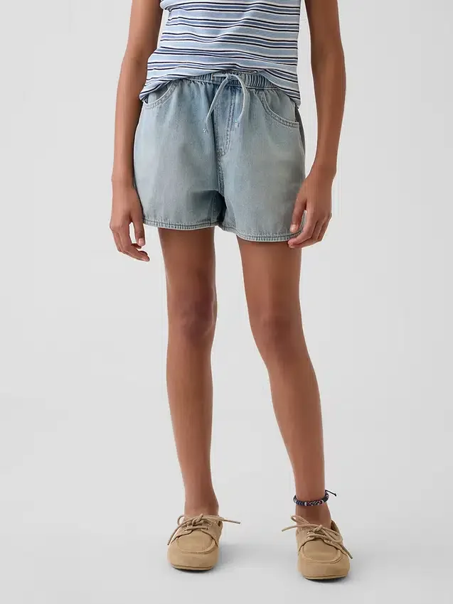 Kinderen: denim korte broeken met hoge taille, gemakkelijk aan te trekken