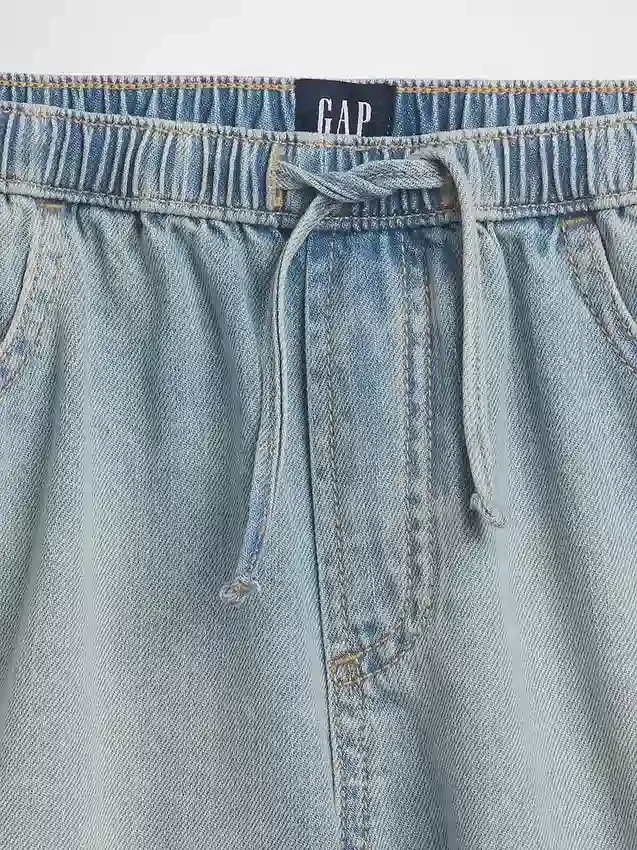 Kinderen: denim korte broeken met hoge taille, gemakkelijk aan te trekken