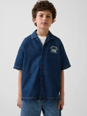 Kinderen Denim Relaxed New York-logo-overhemd