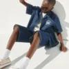 Kinderen Denim Relaxed New York-logo-overhemd