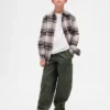 Kinderen: geborstelde, baggy cargo-broek met taps toelopende pijpen