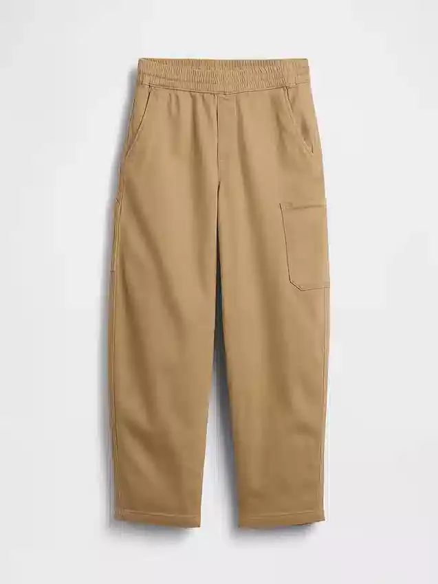 Kinderen: geborstelde, baggy cargo-broek met taps toelopende pijpen