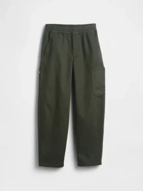 Kinderen: geborstelde, baggy cargo-broek met taps toelopende pijpen