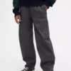 Kinderen: geborstelde, baggy cargo-broek met taps toelopende pijpen
