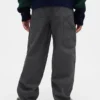 Kinderen: geborstelde, baggy cargo-broek met taps toelopende pijpen