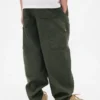 Kinderen: geborstelde, baggy cargo-broek met taps toelopende pijpen