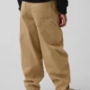 Kinderen: geborstelde, baggy cargo-broek met taps toelopende pijpen