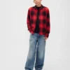 Kinderen gebreid jersey geruit overhemd