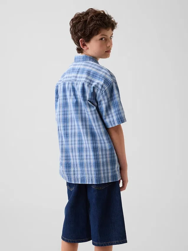 Kinderen geruit vakantieshirt met textuur