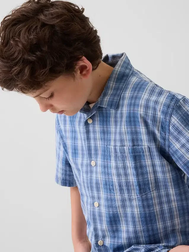 Kinderen geruit vakantieshirt met textuur