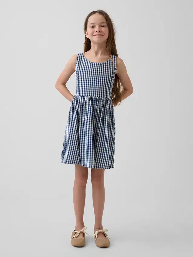 Kinderen Gingham-denimjurk