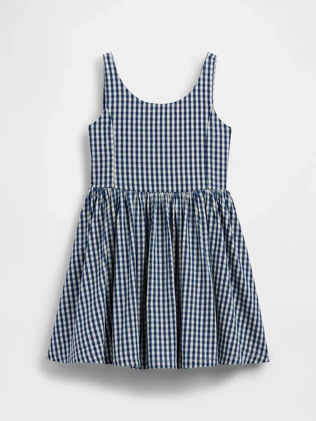 Kinderen Gingham-denimjurk
