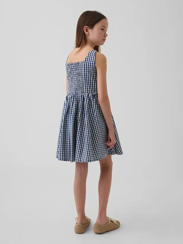 Kinderen Gingham-denimjurk