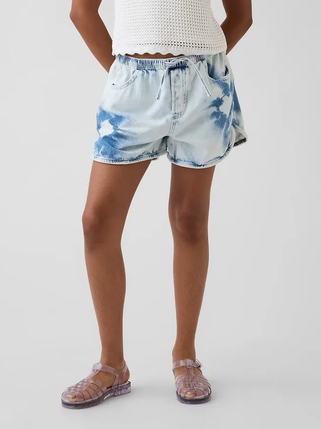 Kinderen High Rise Tie-Dye Denim Korte broeken