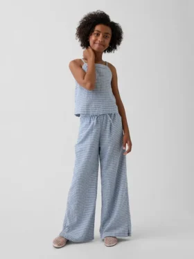 Kinderen Linnen-katoenen gemakkelijke broek met wijde pijpen