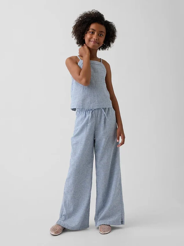 Kinderen Linnen-katoenen gemakkelijke broek met wijde pijpen