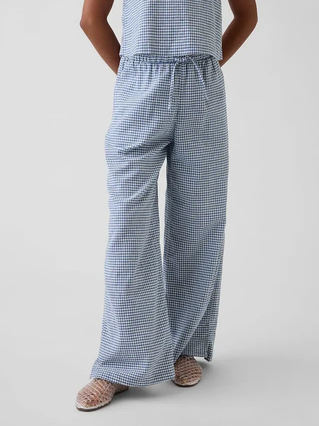 Kinderen Linnen-katoenen gemakkelijke broek met wijde pijpen