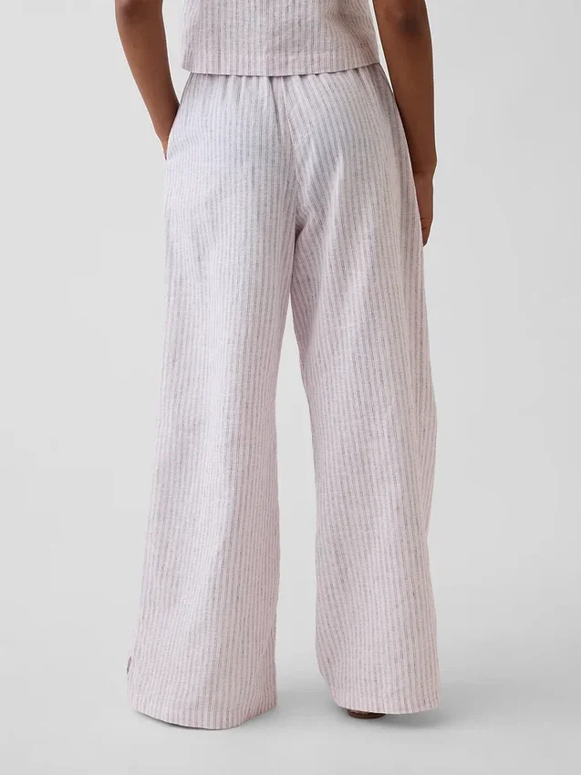 Kinderen Linnen-katoenen gemakkelijke broek met wijde pijpen
