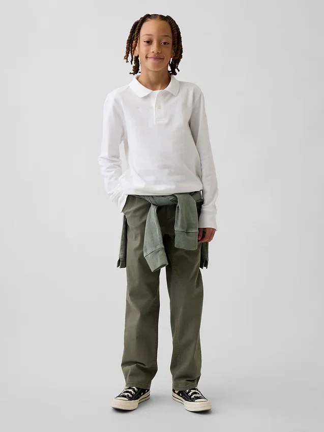 Kinderen: moderne, relaxte rechte kaki broek