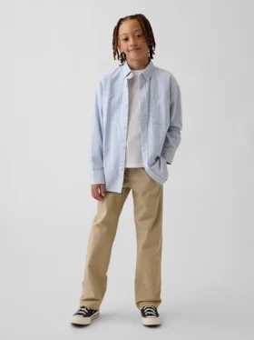 Kinderen: moderne, relaxte rechte kaki broek
