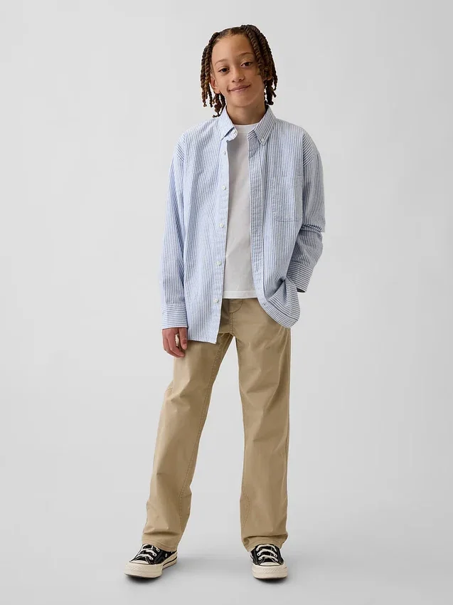 Kinderen: moderne, relaxte rechte kaki broek
