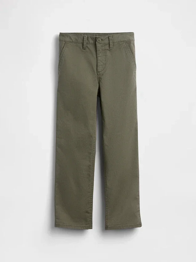 Kinderen: moderne, relaxte rechte kaki broek