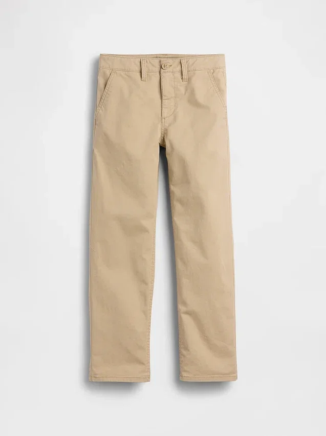 Kinderen: moderne, relaxte rechte kaki broek