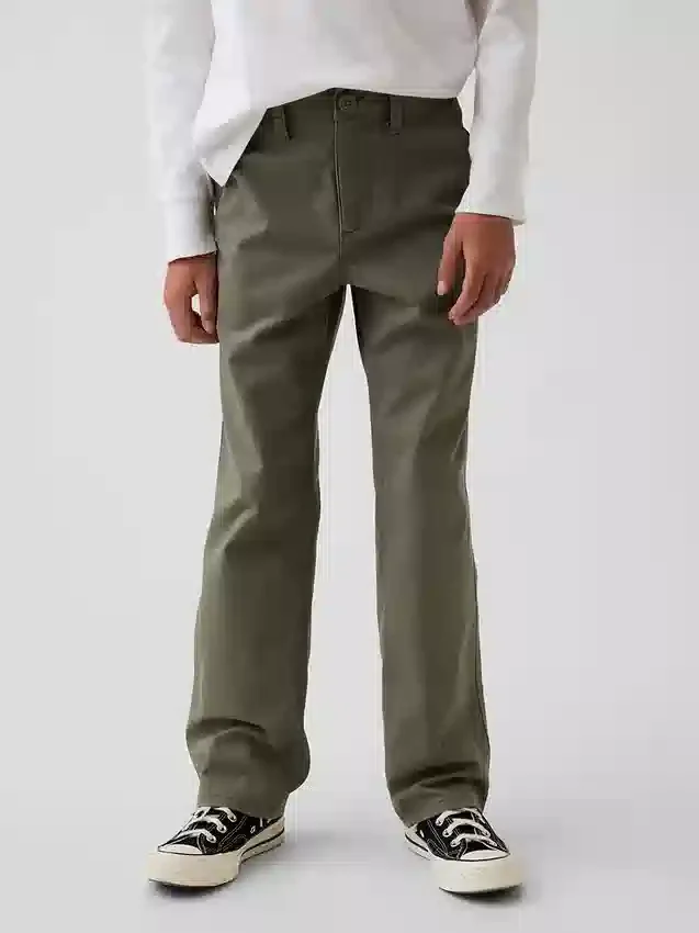 Kinderen: moderne, relaxte rechte kaki broek