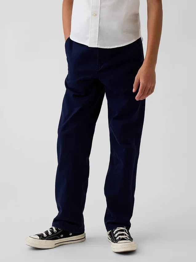Kinderen: moderne, relaxte rechte kaki broek