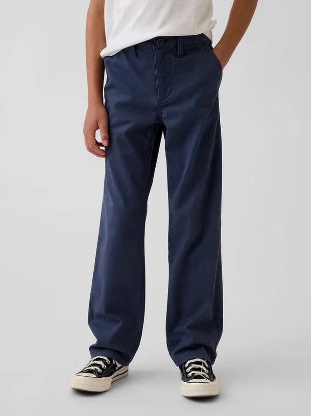 Kinderen: moderne, relaxte rechte kaki broek