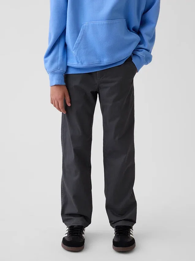 Kinderen: moderne, relaxte rechte kaki broek