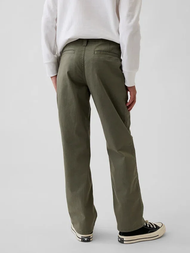 Kinderen: moderne, relaxte rechte kaki broek
