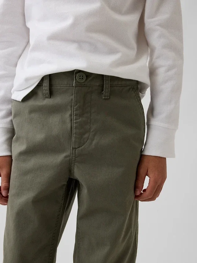 Kinderen: moderne, relaxte rechte kaki broek
